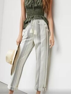 Anthropolgie Essential beach Pant Striped High-Waist With Drawstring